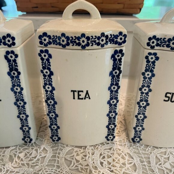 Matching Set 3 Tea Sugar Coffee Dek 1623 Ges Geschatzt Porcelain Canisters - Picture 3 of 11